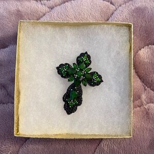 Dark green chrome diopside cross pendant